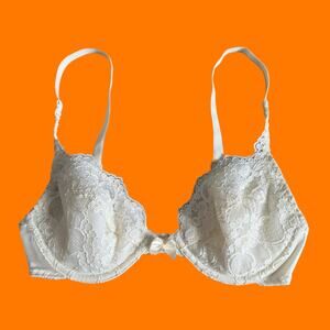 90's vintage ivory white lace coquette bridal wedding bra 34C victoria's secret